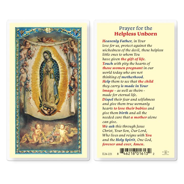 Holy Card - Laminated - Prayer for the Helpless Unborn