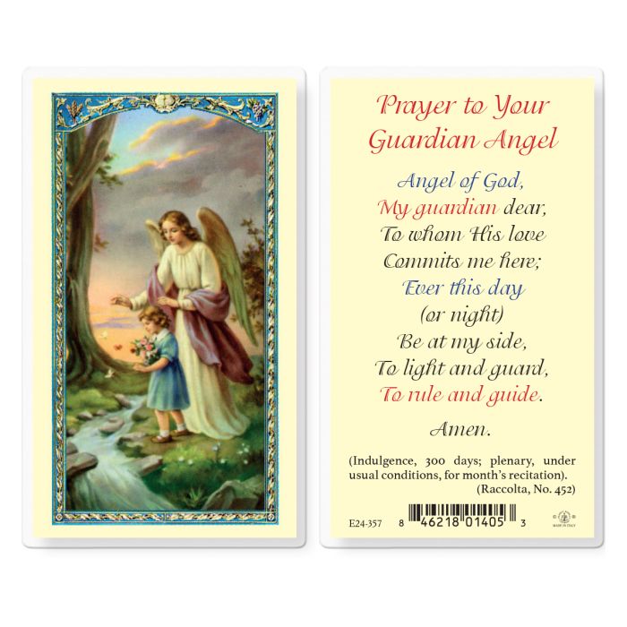 Holy Card - Laminated - Prayer to Guardian Angel for Girl