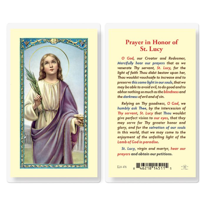Holy Card - Laminated - Prayer in Honor of Saint Lucy