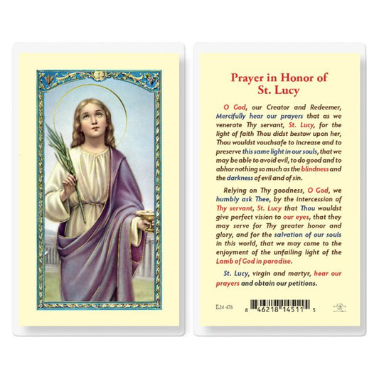 Holy Card - Laminated - Prayer in Honor of Saint Lucy