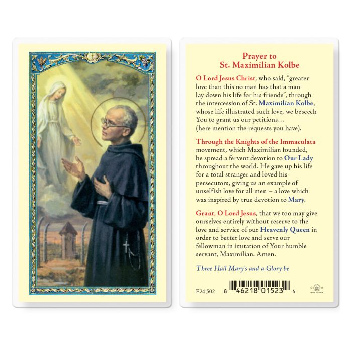 Holy Card - Laminated - Maximilian Kolbe