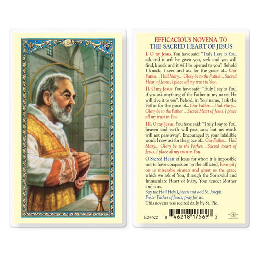 Holy Card - Laminated - Saint Pio Efficacious Novena