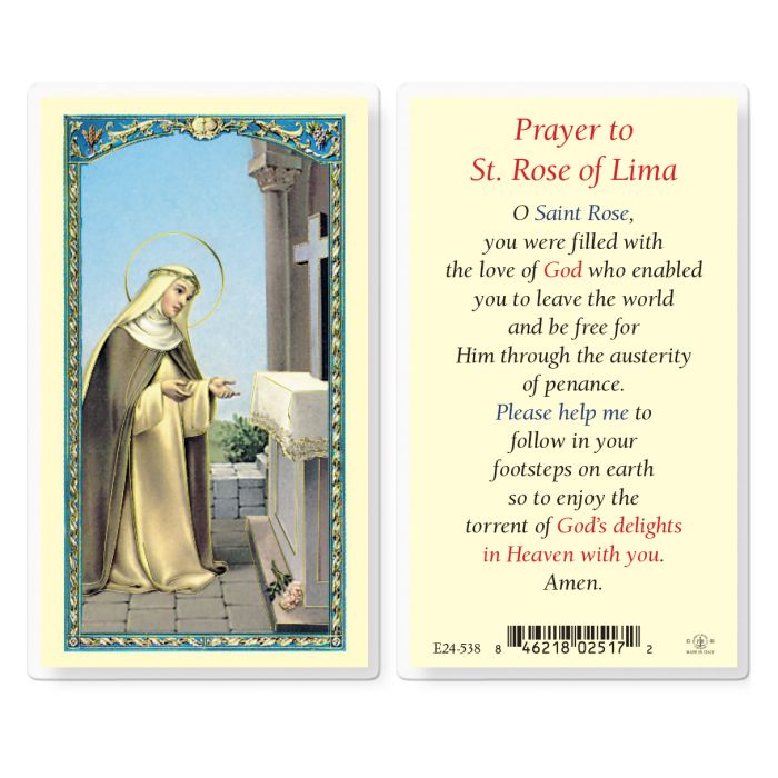 Holy Card - Laminated - Rose Of Lima