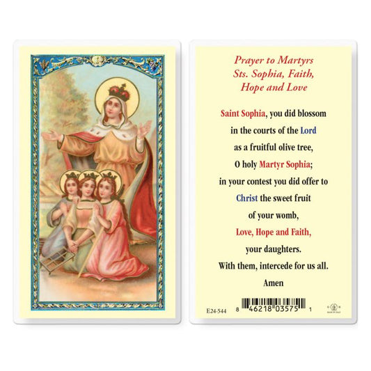 Holy Card - Laminated - Prayer to Martyrs Sts. Sophia, Faith, Hope and Love