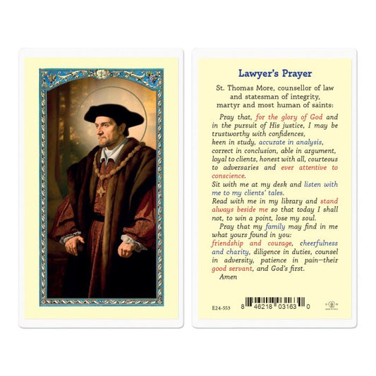 Holy Card - Laminated - Saint Thomas More - Lawyer's Prayer