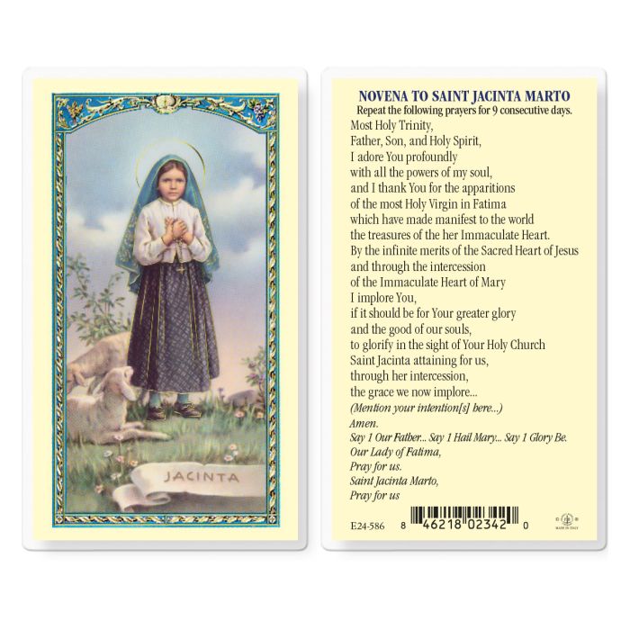 Holy Card - Laminated - Novena to Jacinta Marto