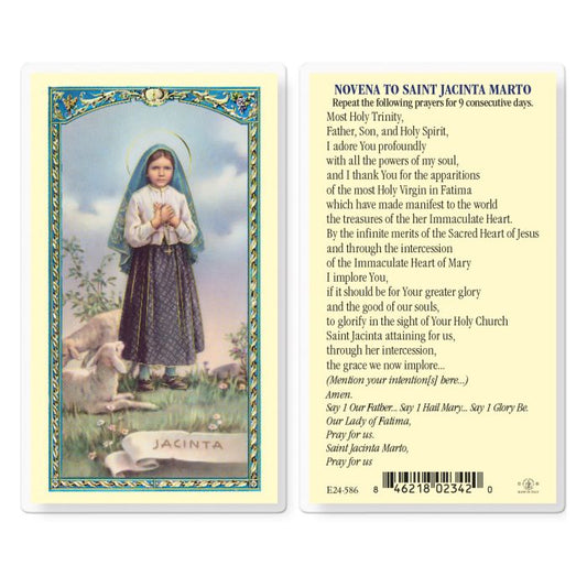 Holy Card - Laminated - Novena to Jacinta Marto