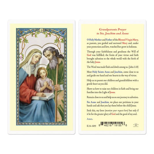 Holy Card - Laminated - Saints Joachim & Anne - Grandparents Prayer