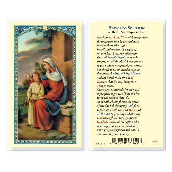 Holy Card - Laminated - Prayer to St Anne