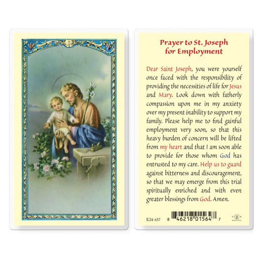 Holy Card - Laminated - Joseph 800-385 Prayer For Employment
