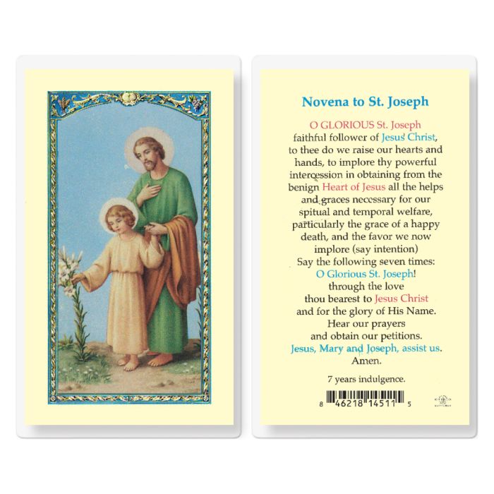 Holy Card - Laminated - Novena to Saint Joseph