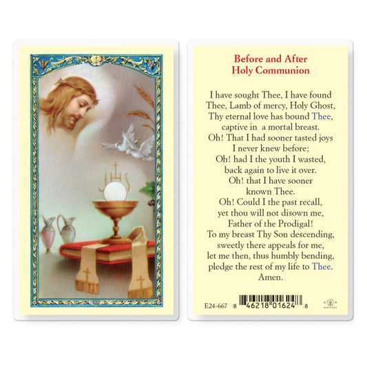 Holy Card - Laminated - Before and After Communion