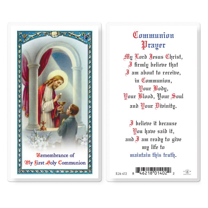Holy Card - Laminated - First Holy Communion Boy