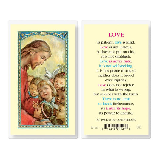 Holy Card - Laminated - Saint Paul Corinth Love is Patient