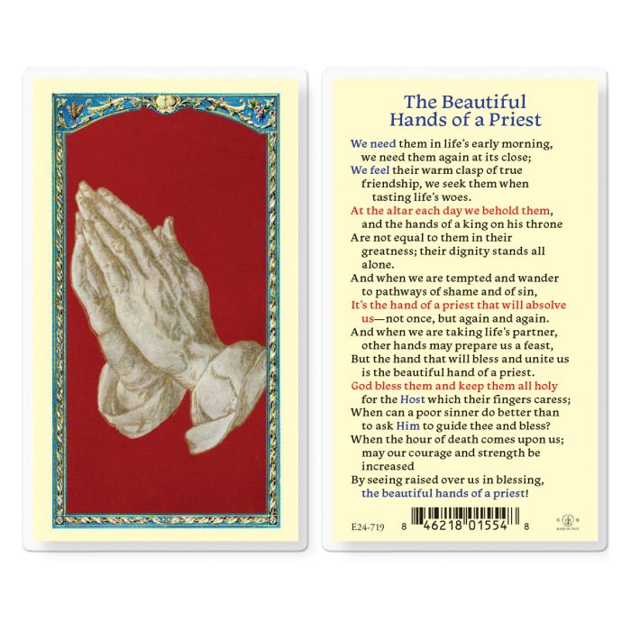 Holy Card - Laminated - Beautiful Hands of a Priest