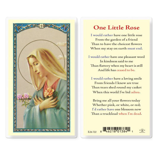 Holy Card - Laminated - One Little Rose