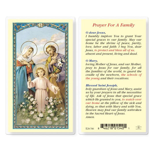 Holy Card - Laminated - Prayer For Family