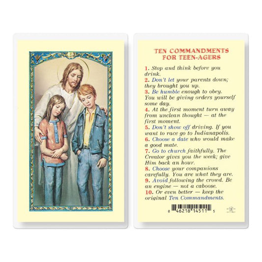 Holy Card - Laminated - Ten Commandments for Teenagers