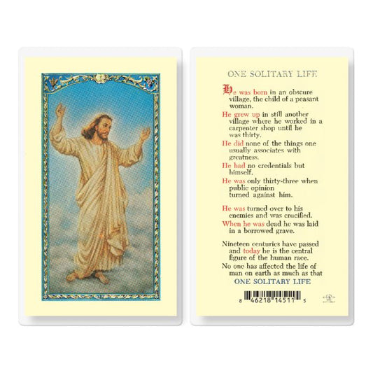 Holy Card - Laminated - ONE SOLITARY LIFE
