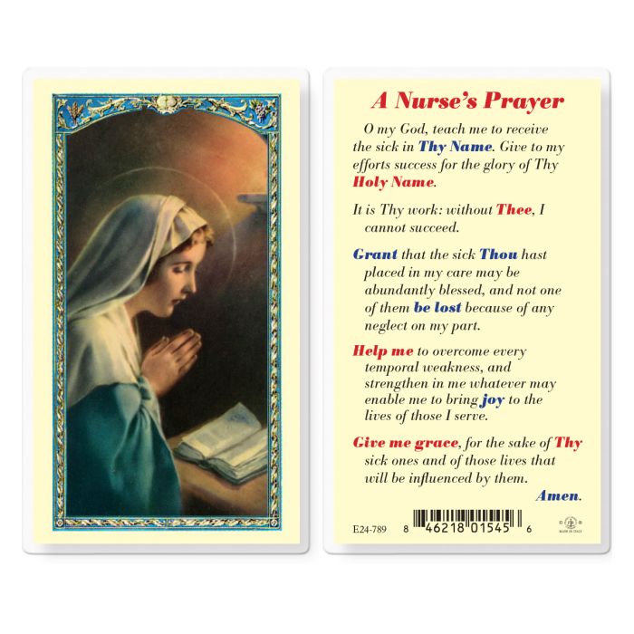 Holy Card - Laminated - Nurse's Prayer