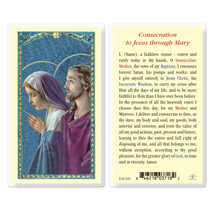 Holy Card - Laminated - Consecration to Jesus Through Mary