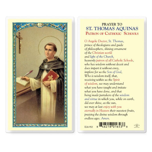 Holy Card - Laminated - Thomas Aquinas Patron Of Catholic Schools