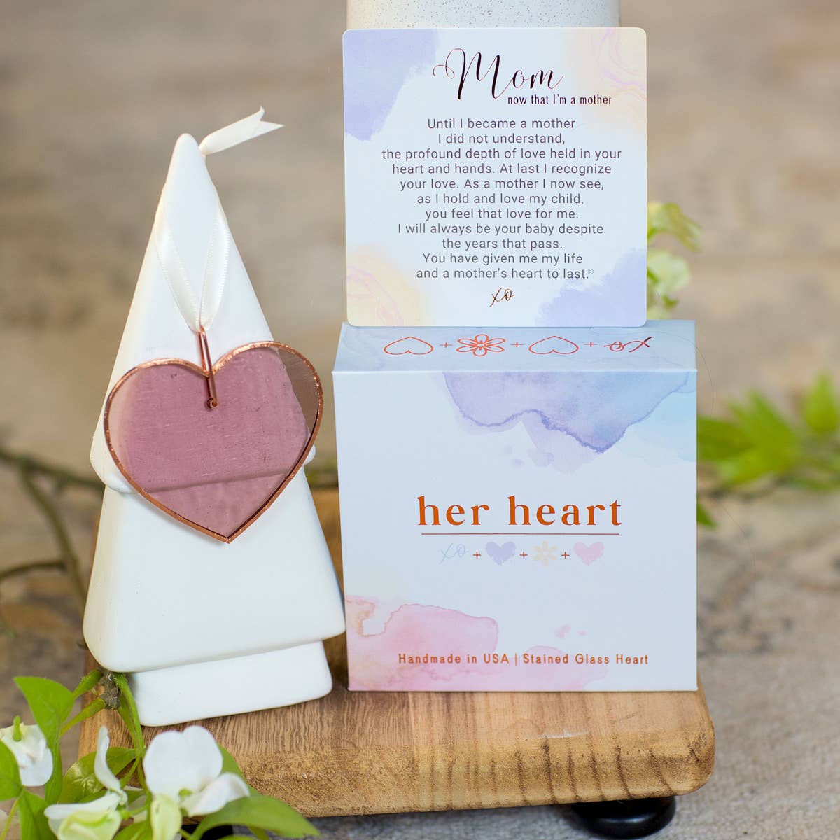 Her Heart Daughter to Mother Gift Stained Glass Heart 7905