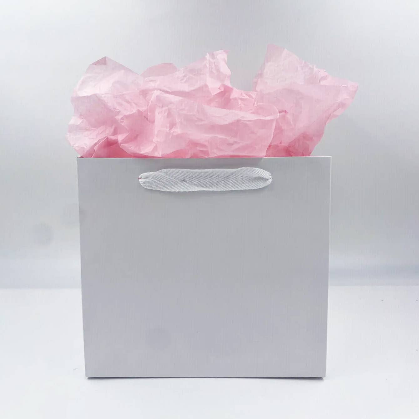 Square white paper gift bag with free tissue