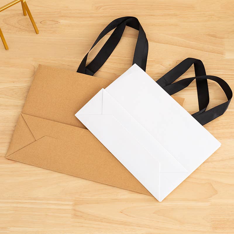 premium Threaded Rope White Gift Bag w/ free tissue