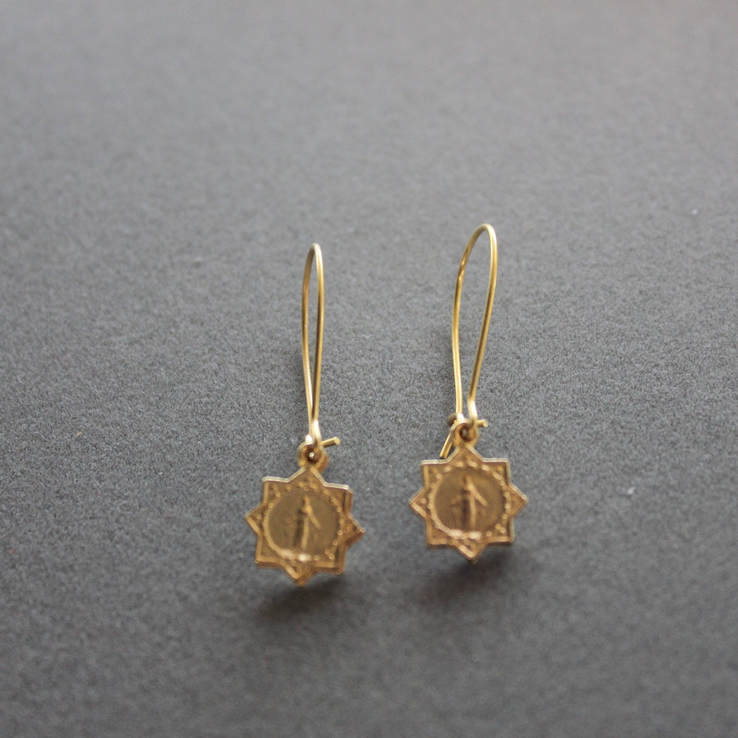 VIRGIN MARY MEDAL EARRINGS