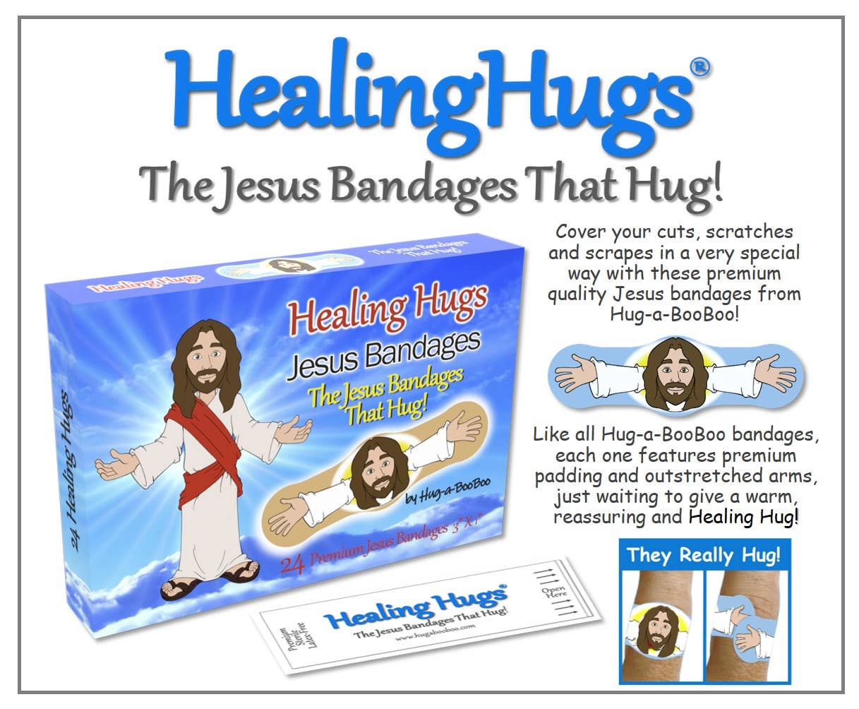 Hug-a-BooBoo "Healing Hugs" Jesus Bandages 24ct Box