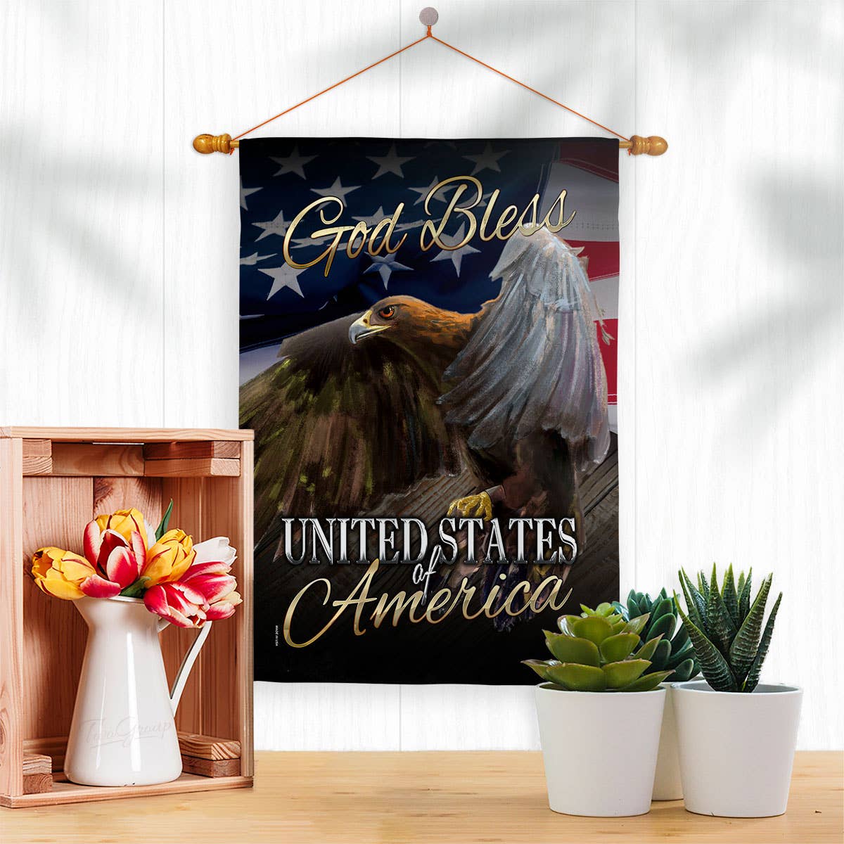 American Eagle Americana Star and Stripes Bird Decor Flag