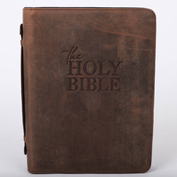 Bible Cover Leather Holy Bible Brown L