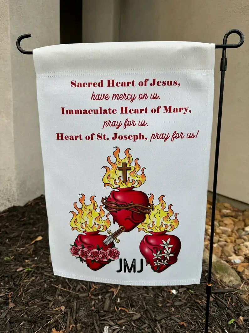 Catholic Garden flags. Marian garden. Sacred heart flag.