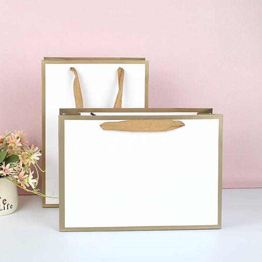 White with Gold border gift bag w/ free tissue