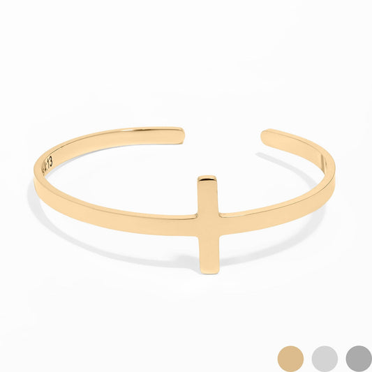 Stainless Steel Cross Cuff Bracelet with Christian Scripture Philippians 4:13