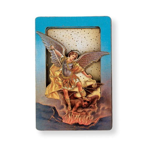 Saint Michael Magnetic Standing Wooden Plaque