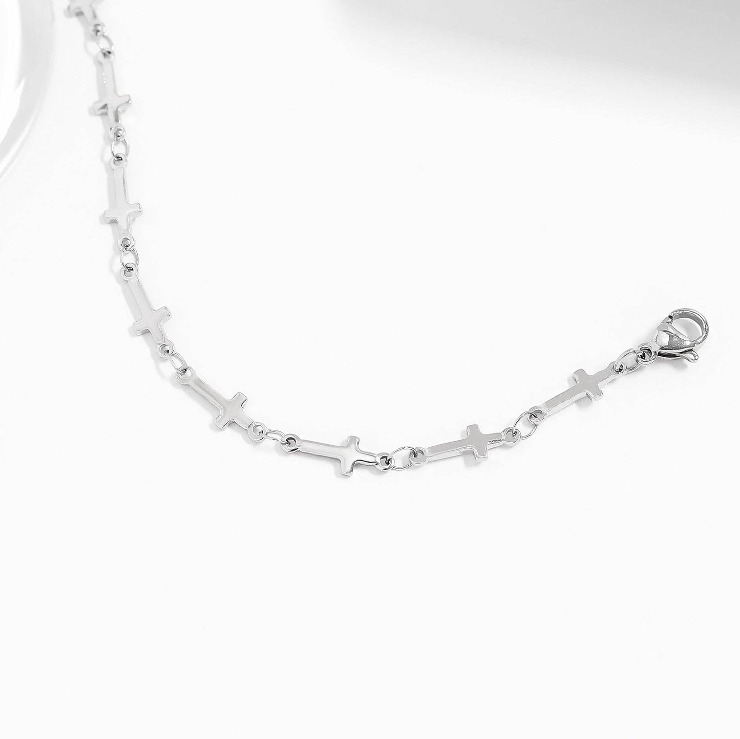 Stainless Steel Cross Chain Bracelet