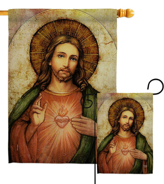 Sacred Heart of Jesus Religious Faith Decor Flag