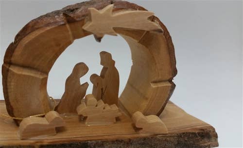 Arched grotto with holy family under star - 3"x4.5"