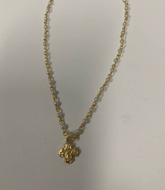 N102MARY2 CLASS PEARL 2MM ROSARY CHAIN MARY NECKLACE