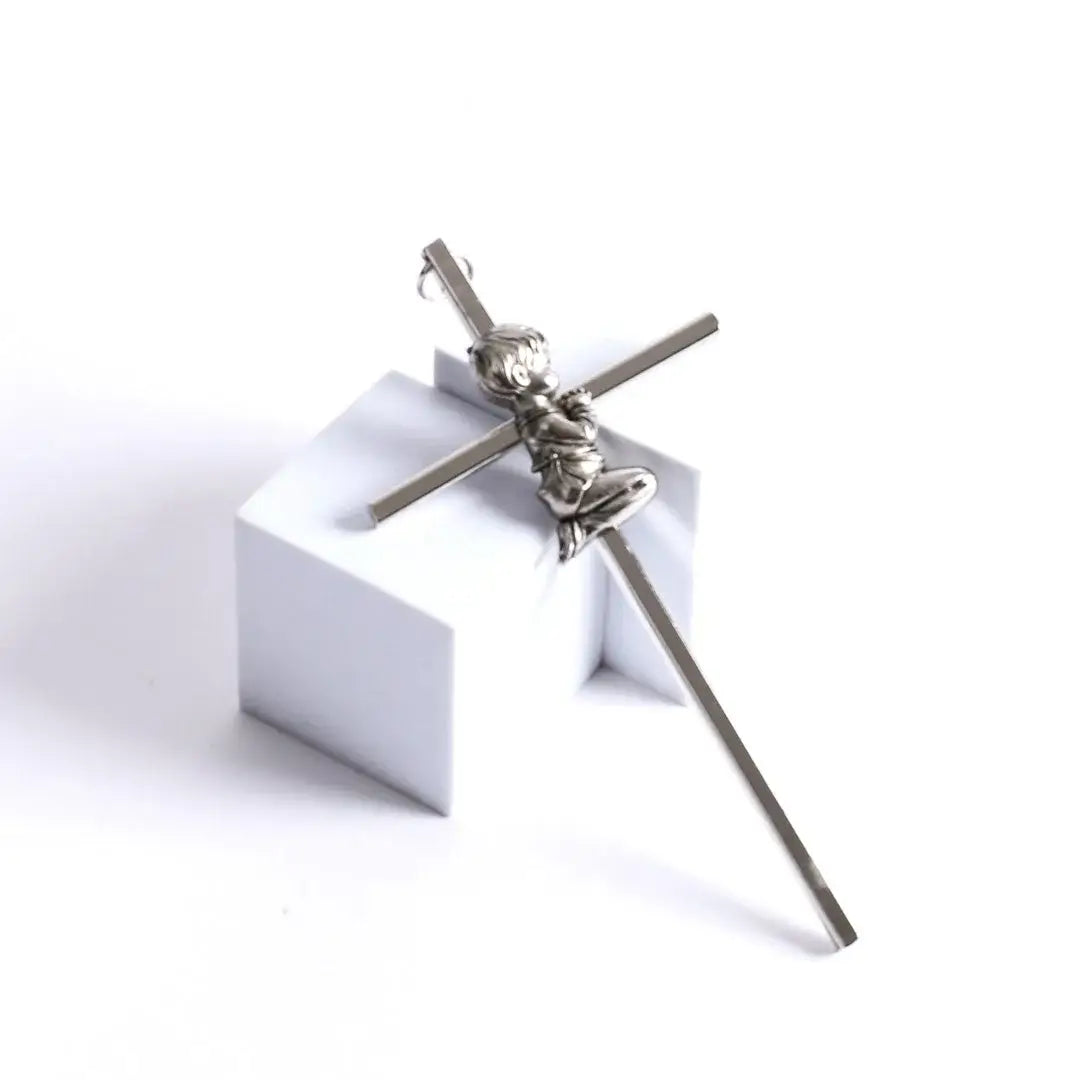 Wall Cross - Baptism Boy - Silver