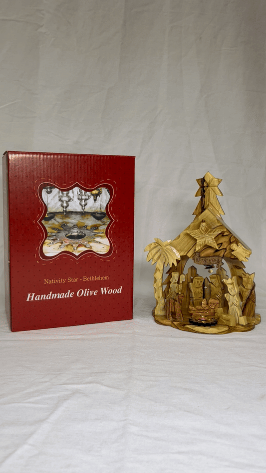Olive Wood Musical Nativity Scene