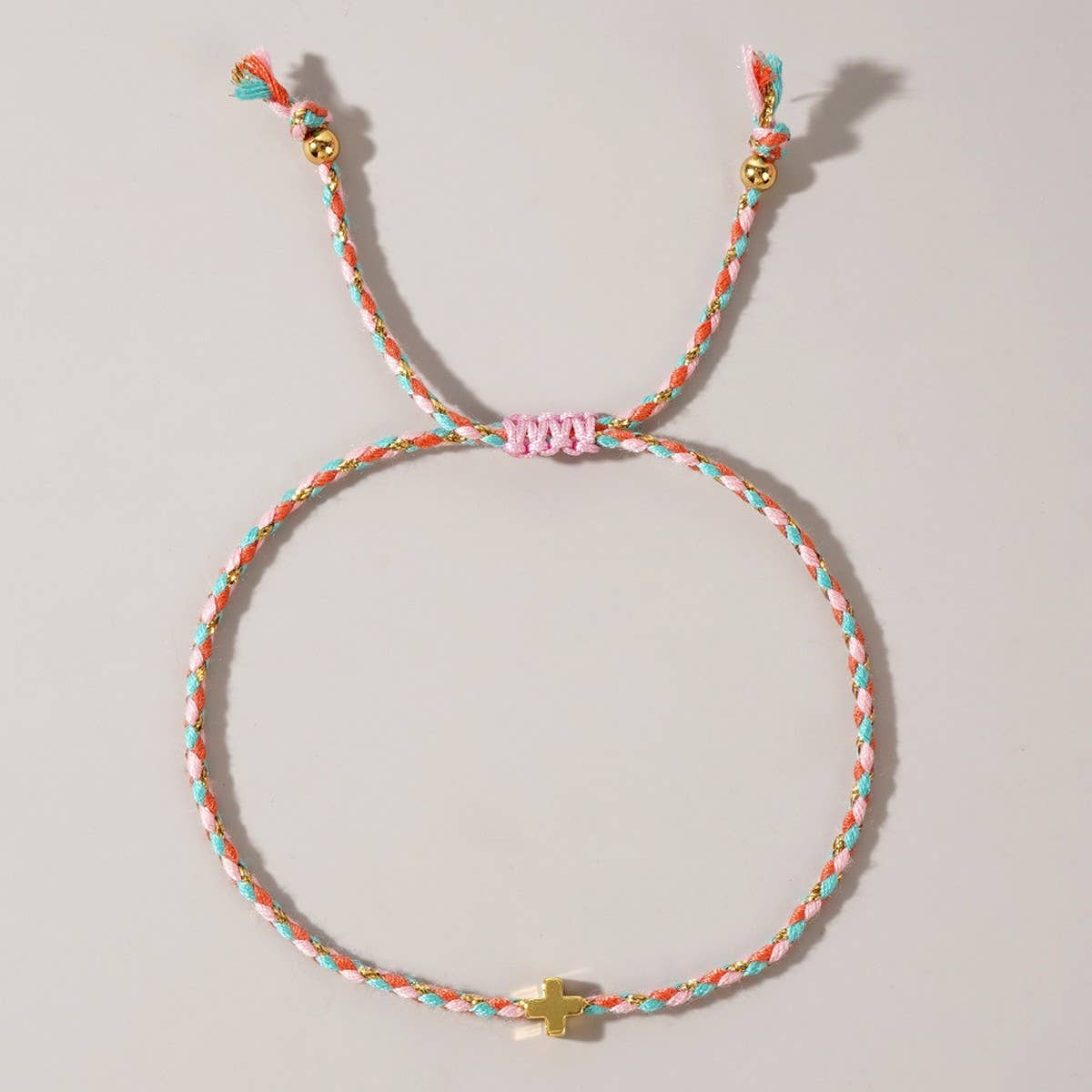 DIY HANDMADE FOUR-COLOR COTTON CROSS BRACELET_CWMM3800