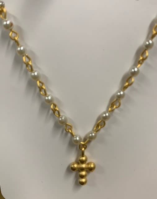 N102MARY2 CLASS PEARL 2MM ROSARY CHAIN MARY NECKLACE