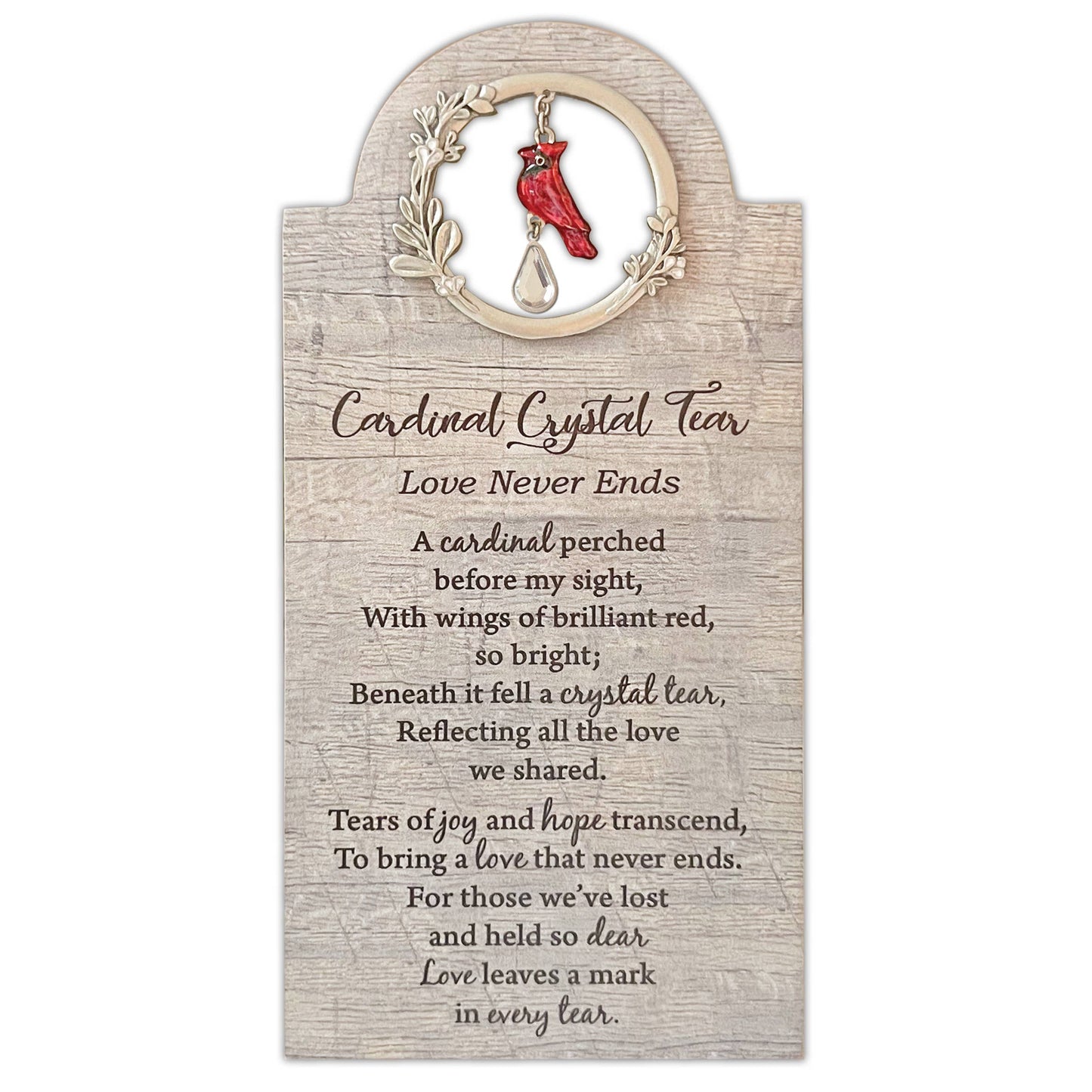 Cardinal Crystal Tear Memorial Plaque 