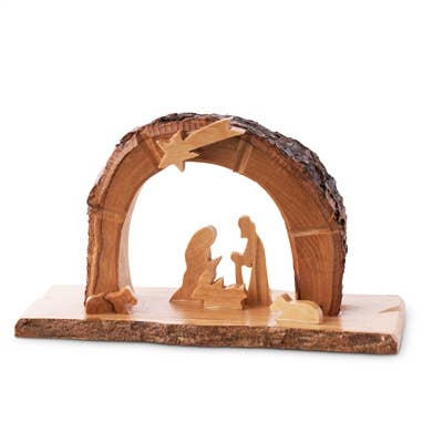 Arched grotto with holy family under star - 3"x4.5"