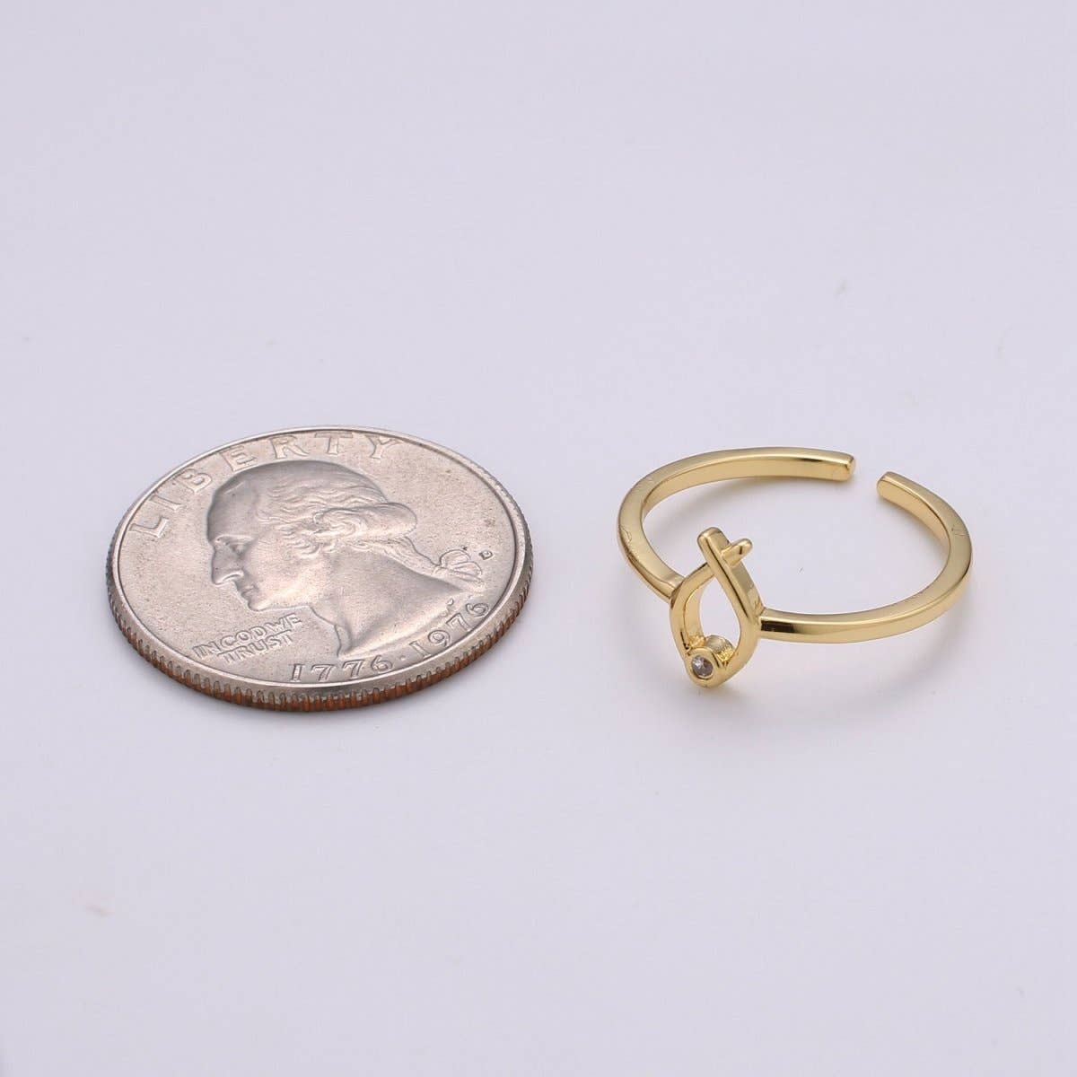 Christian Fish Ring Stackable Ring, Thin Ring, Vermeil Ring, Dainty Stacking Rings, Open Ring, Thin Adjustable Ring Religious Jewelry R-106