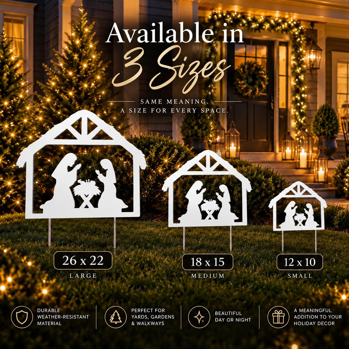 Outdoor Nativity Scene, Holy Family PVC Yard Sign, No Assembly