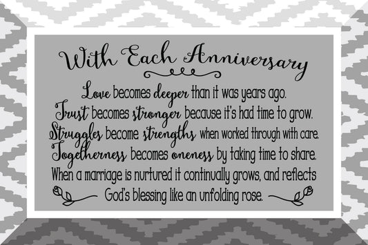 With Each Anniversary - Glass Plaque - 6X4
